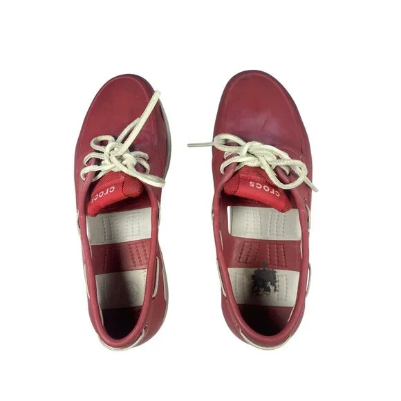 Crocs Top Sider Slip on Boat Shoes Men's 8 Non Marking, Red - Picture 5 of 9